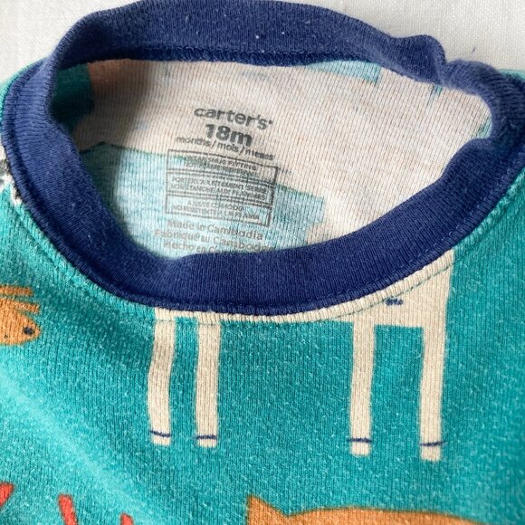 (🎨$3 PLAY) Carter's 12-18 Months Forest Animals Pajamas Long Sleeve Pants Set - Picture 2 of 3